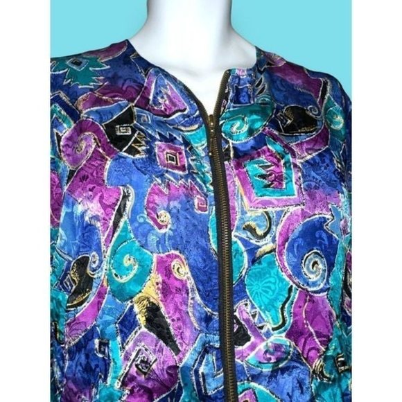 Vintage 80s 90s Darlyn Designs Retro Zip Up Jacket Sz Medium - Picture 4 of 5